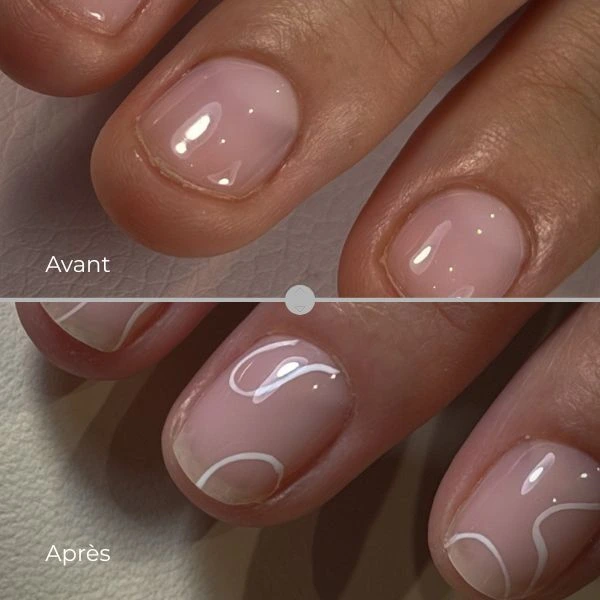 Apperçu avant après des mains d'une cliente avec une prestation du pack ongles rongés